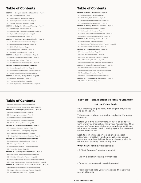 The Signature Wedding Planner – Digital & Printable Bridal Bundle