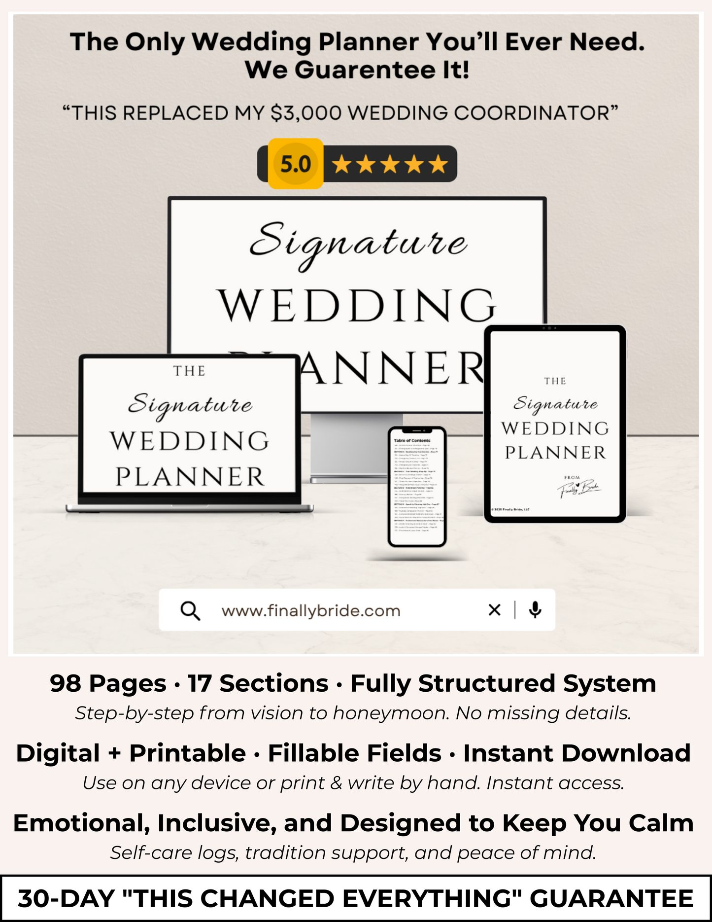 The Signature Wedding Planner – Digital & Printable Bridal Bundle – Loved by 5,000+ Brides ⭐️⭐️⭐️⭐️⭐️