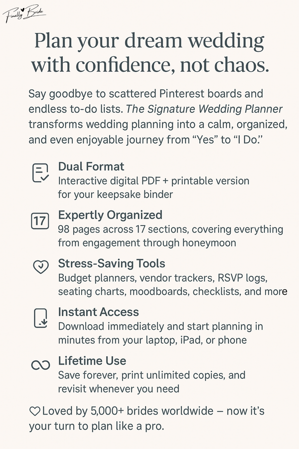 The Signature Wedding Planner – Digital & Printable Bridal Bundle